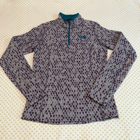 THE NORTH FACE-WOMENS PULLOVER QUARTER ZIP GEOMETRIC PATTERN FLEECE SZ XS EUC - Picture 1 of 12